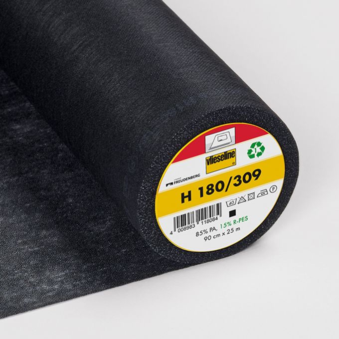 H180 noir - Intissé Thermocollant 90cm